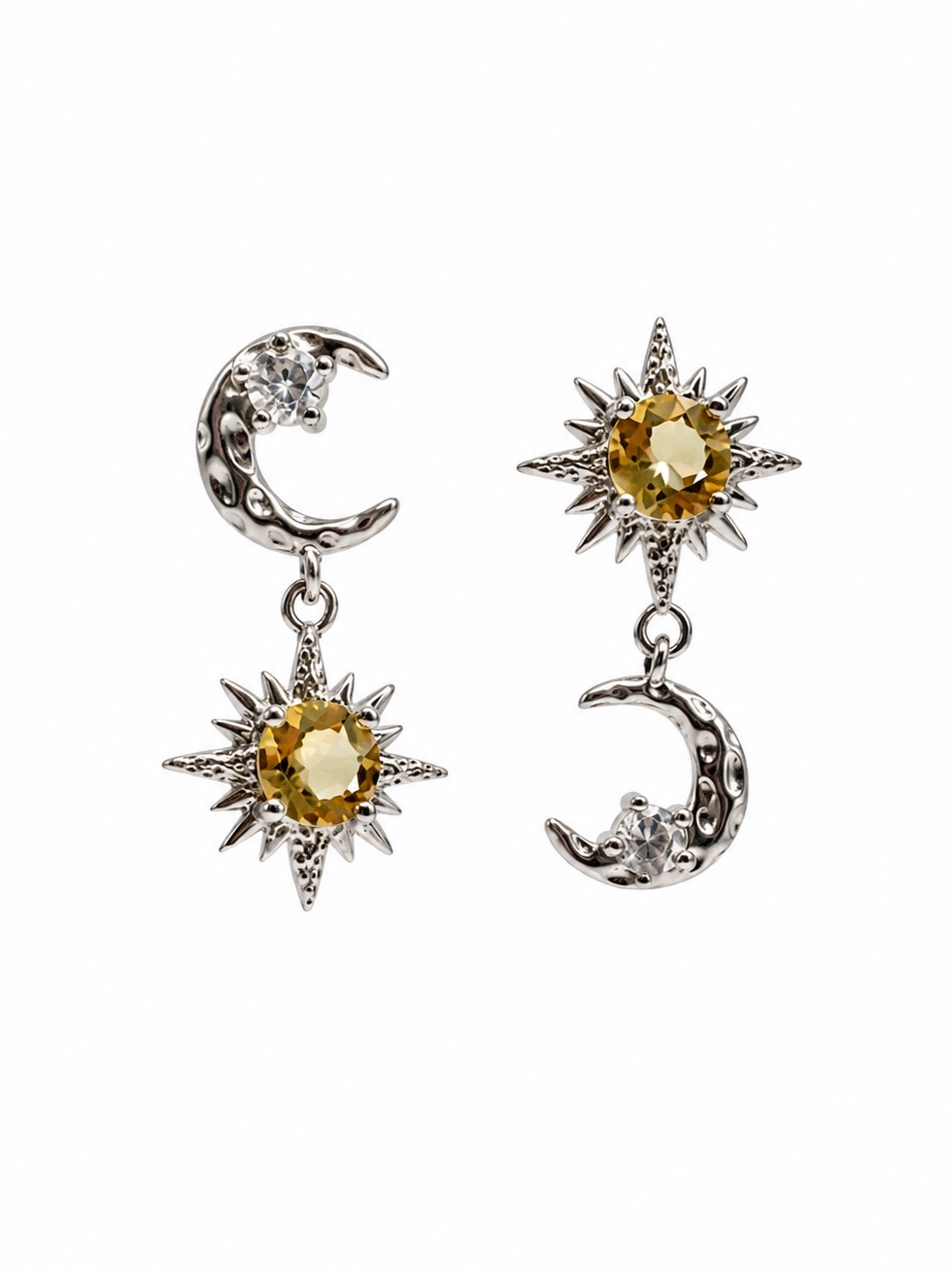 #E45 Citrine Celestial Drop Earrings